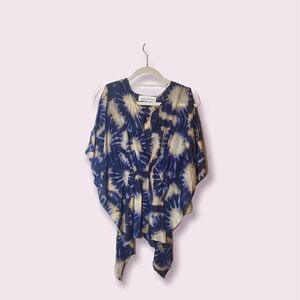 Fifteen-Twenty tie dye silk short tunic blouse size S with cold shoulders